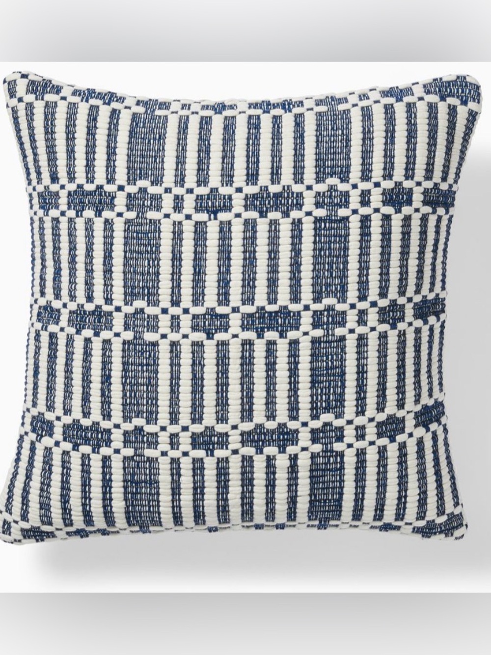 West Elm Navy and White Woven Geometric Throw Pillow